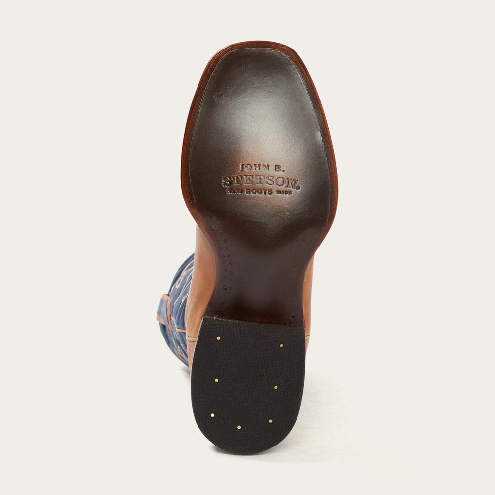 Men Western | Stetson Casper Tan &amp; Blue Matte Cowboy Boot Tan