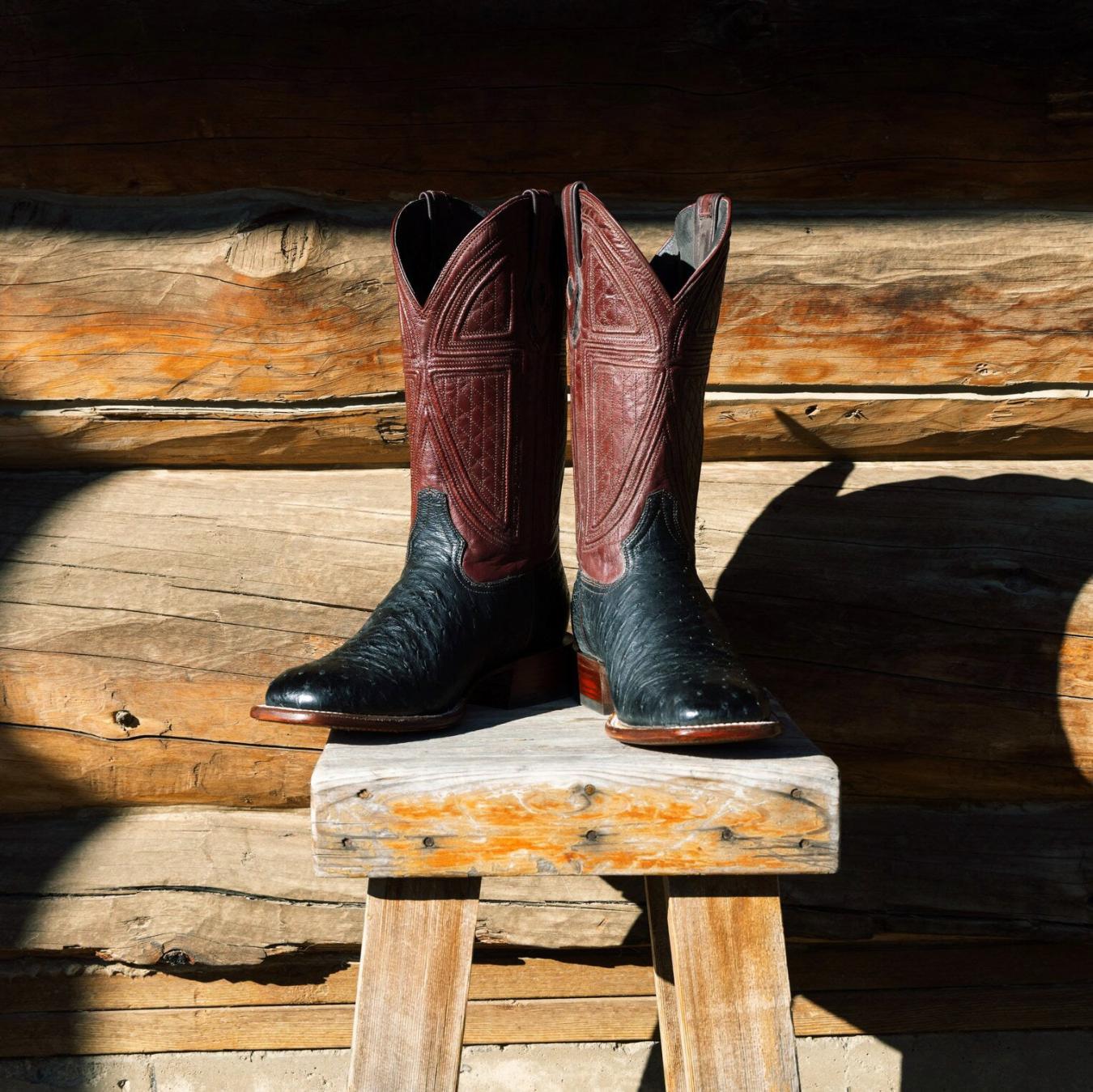 Men Western | Stetson Dillon Ostrich Boots Black