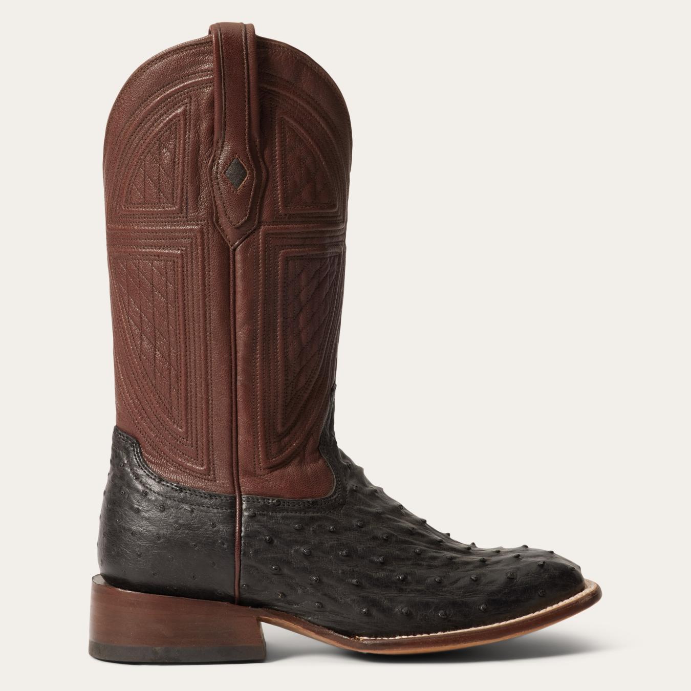 Men Western | Stetson Dillon Ostrich Boots Black
