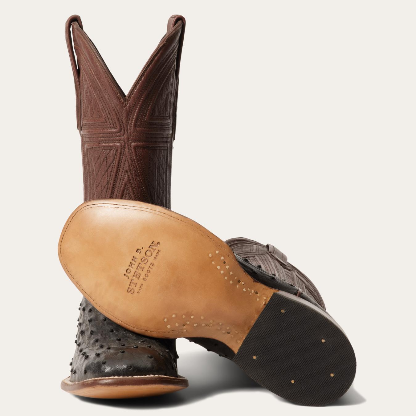 Men Western | Stetson Dillon Ostrich Boots Black