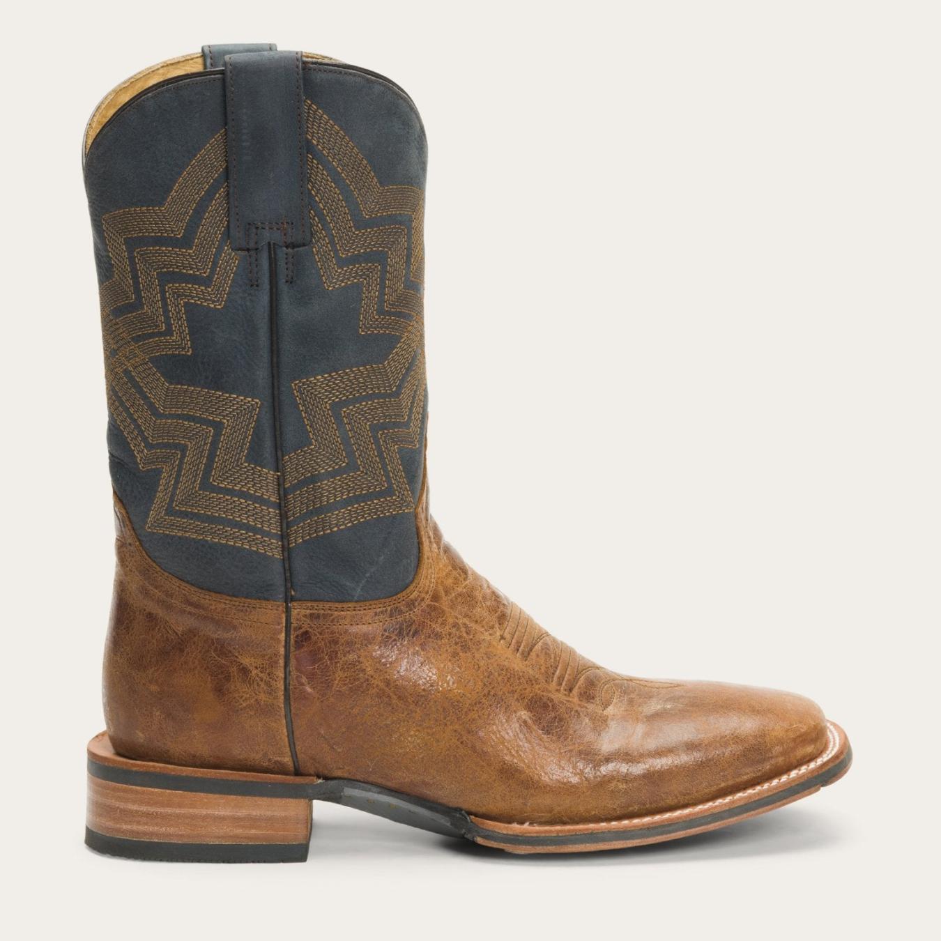 Men Western | Stetson Goddard Burnished Blue &amp; Brown Leather Boot Brown