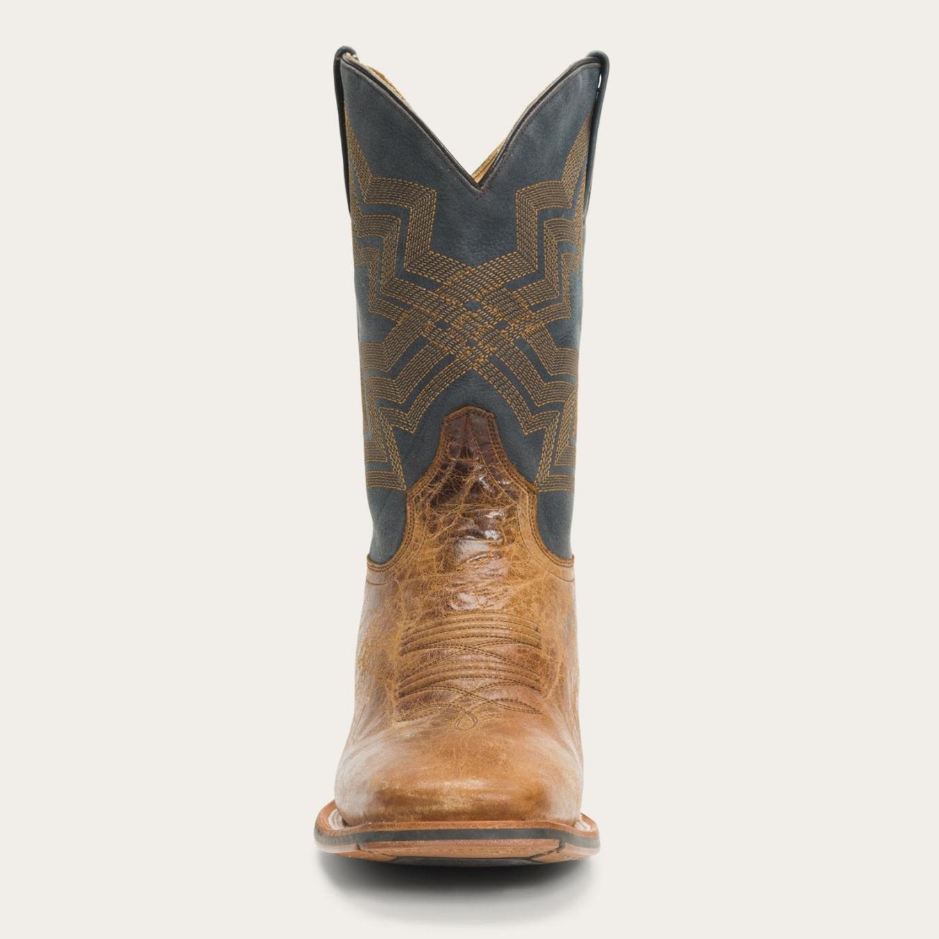 Men Western | Stetson Goddard Burnished Blue &amp; Brown Leather Boot Brown