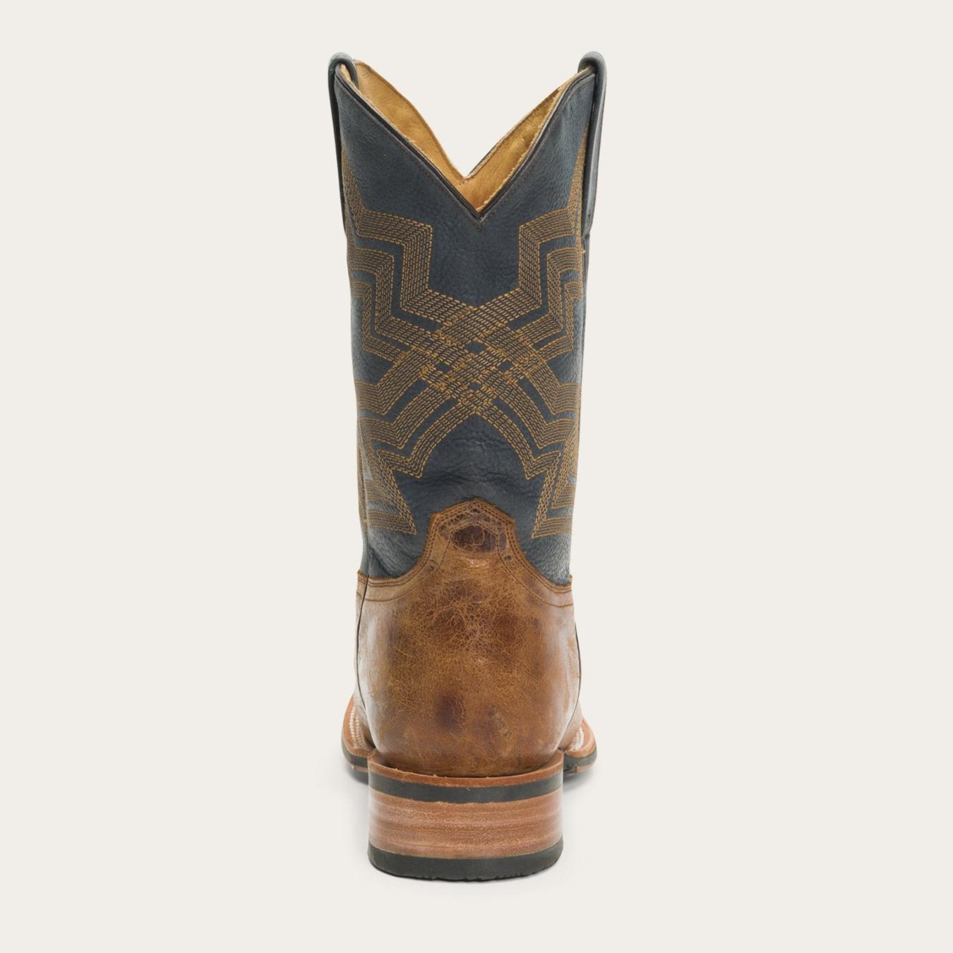 Men Western | Stetson Goddard Burnished Blue &amp; Brown Leather Boot Brown