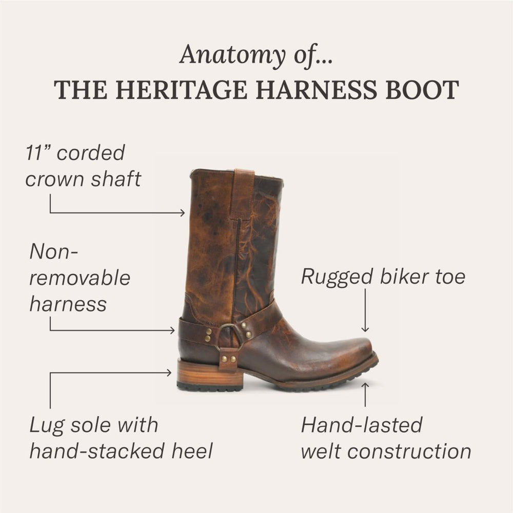 Men Western | Stetson Heritage Harness Boots Waxed Brown