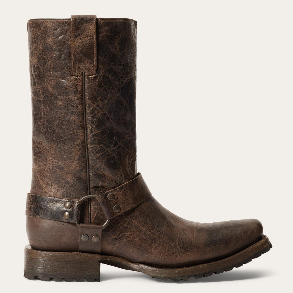 Men Western | Stetson Heritage Harness Boots Waxed Dark Brown