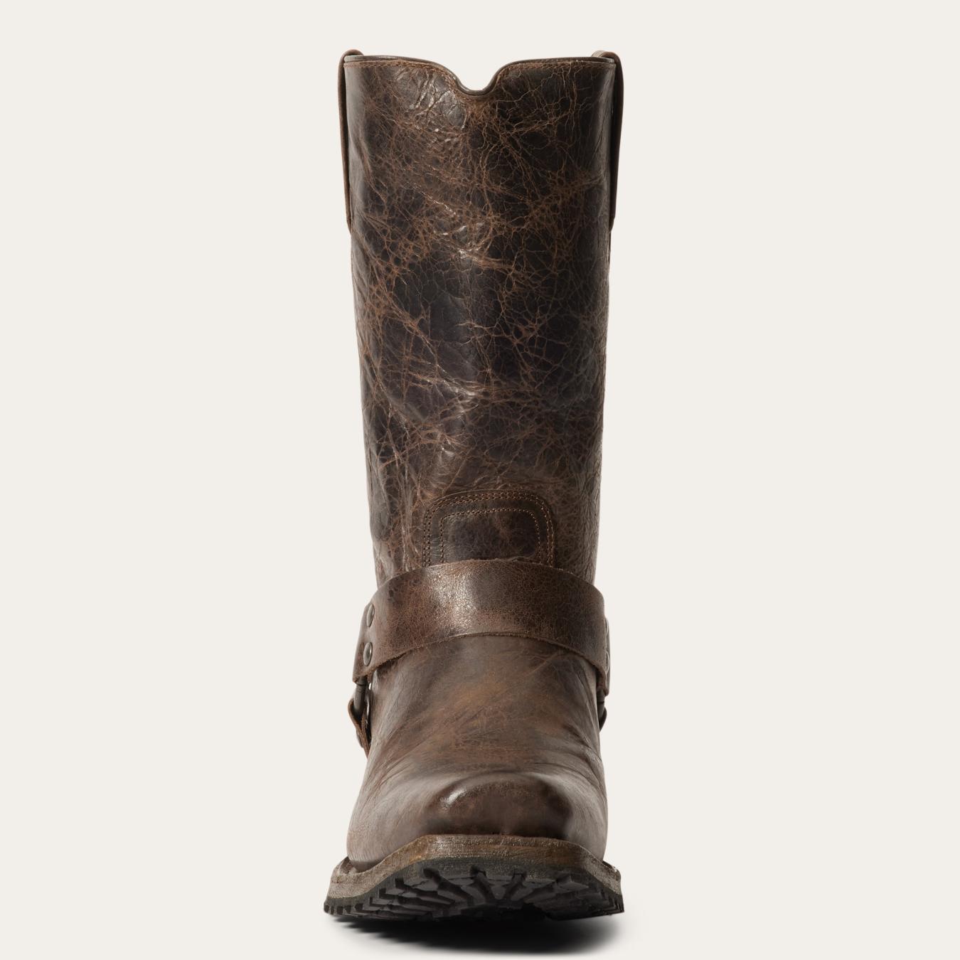Men Western | Stetson Heritage Harness Boots Waxed Dark Brown