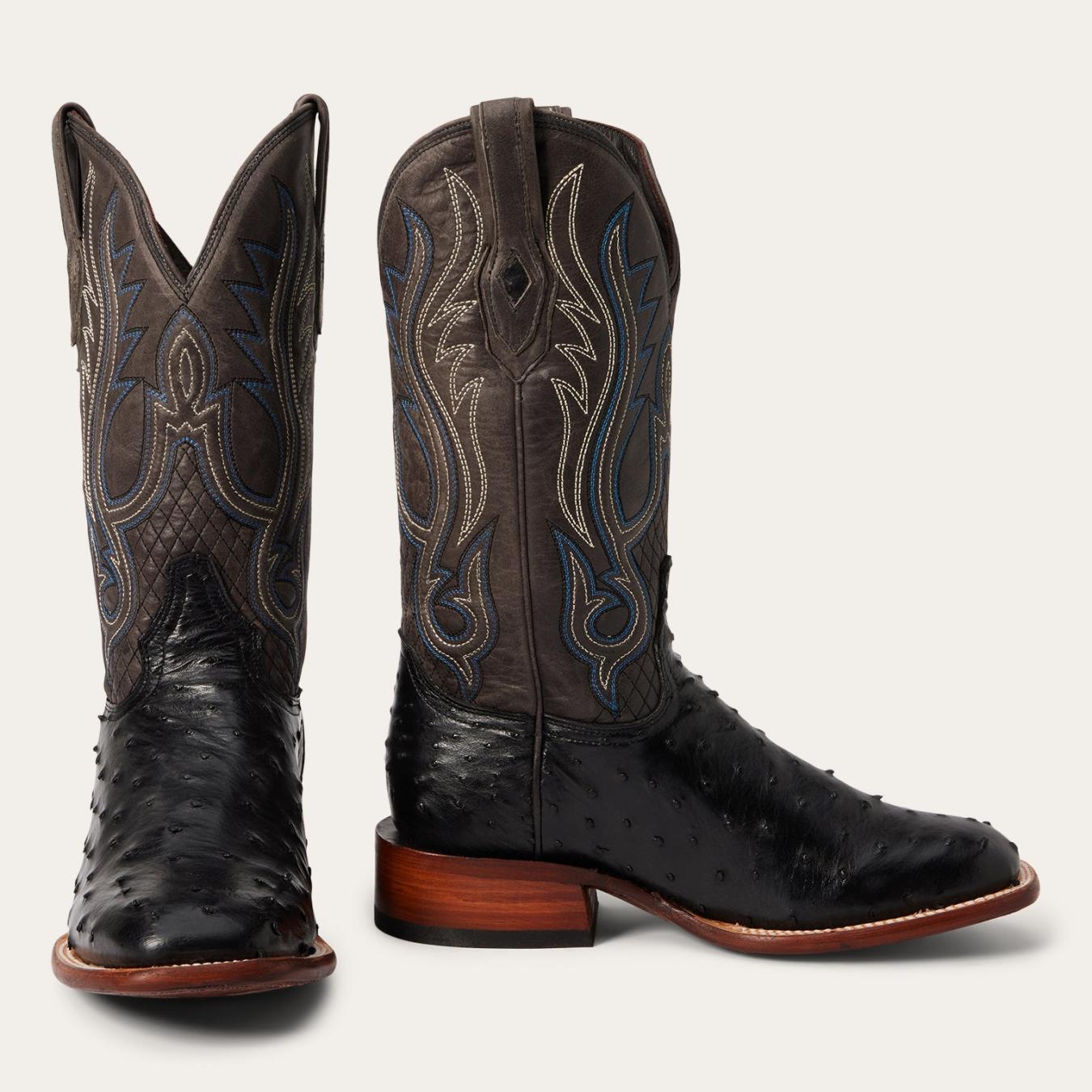 Men Western | Stetson Ozzy Ostrich Boot Black