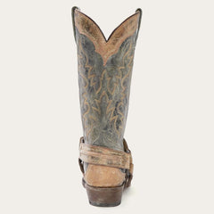 Men Western | Stetson Sundance Kid Washed Crater Black Cowboy Boot Black