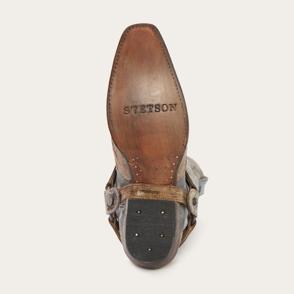 Men Western | Stetson Sundance Kid Washed Crater Black Cowboy Boot Black
