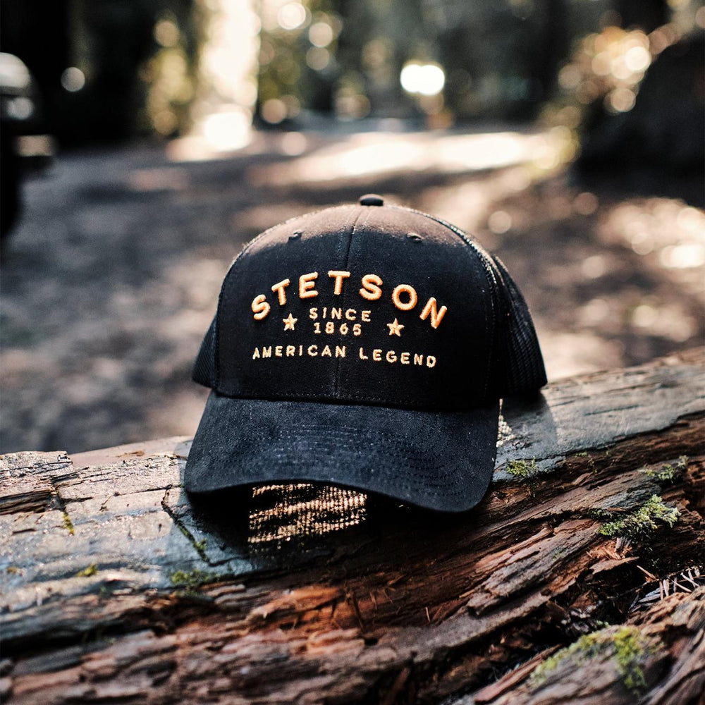 Men/Women Caps &amp; Truckers | Stetson Black Western Patch Trucker Cap Black