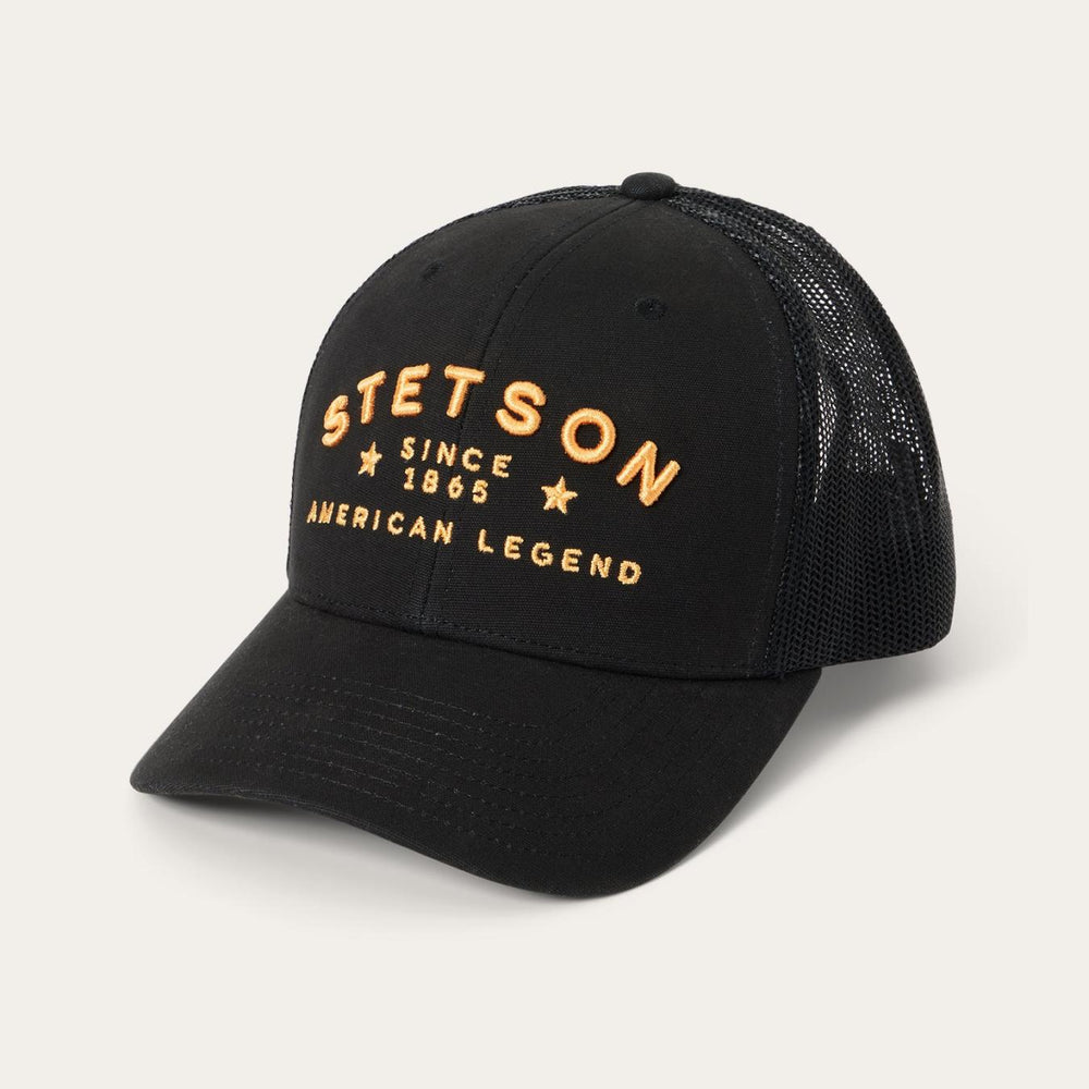 Men/Women Caps &amp; Truckers | Stetson Black Western Patch Trucker Cap Black