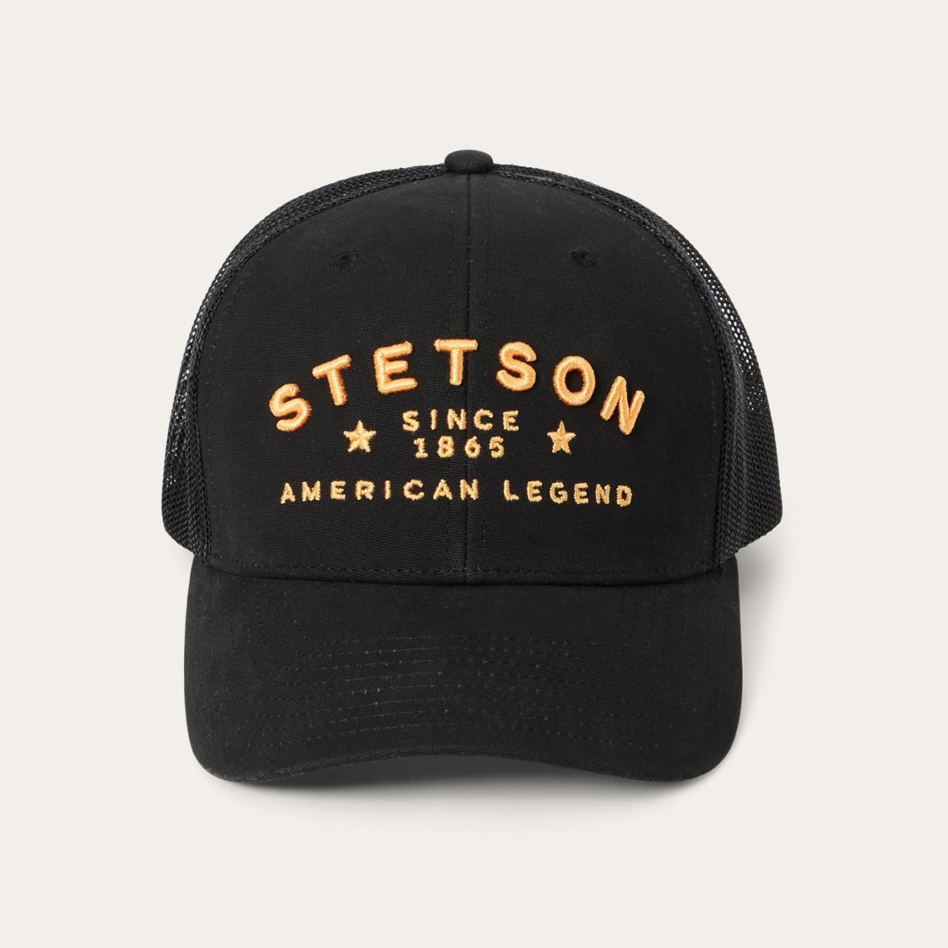 Men/Women Caps &amp; Truckers | Stetson Black Western Patch Trucker Cap Black