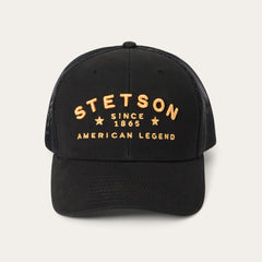 Men/Women Caps &amp; Truckers | Stetson Black Western Patch Trucker Cap Black