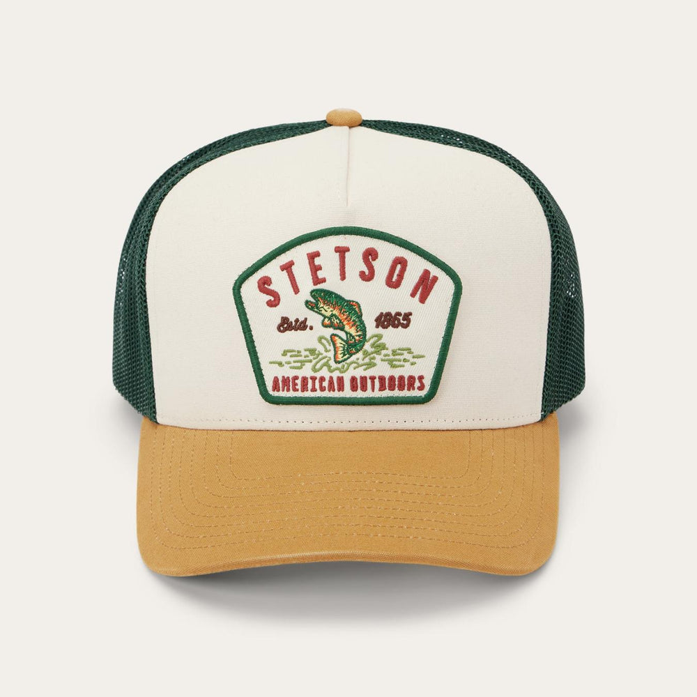 Men/Women Caps &amp; Truckers | Stetson Fishing Patch Trucker Cap Off White / Tan / Green