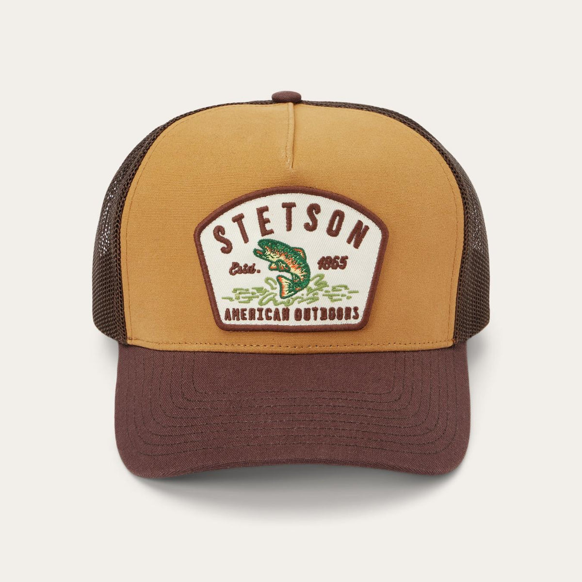 Men/Women Caps &amp; Truckers | Stetson Fishing Patch Trucker Cap Tan / Oxblood