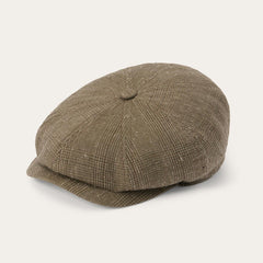 Men/Women Caps &amp; Truckers | Stetson Glen Check Linen/Silk Hatteras Cap Olive Check