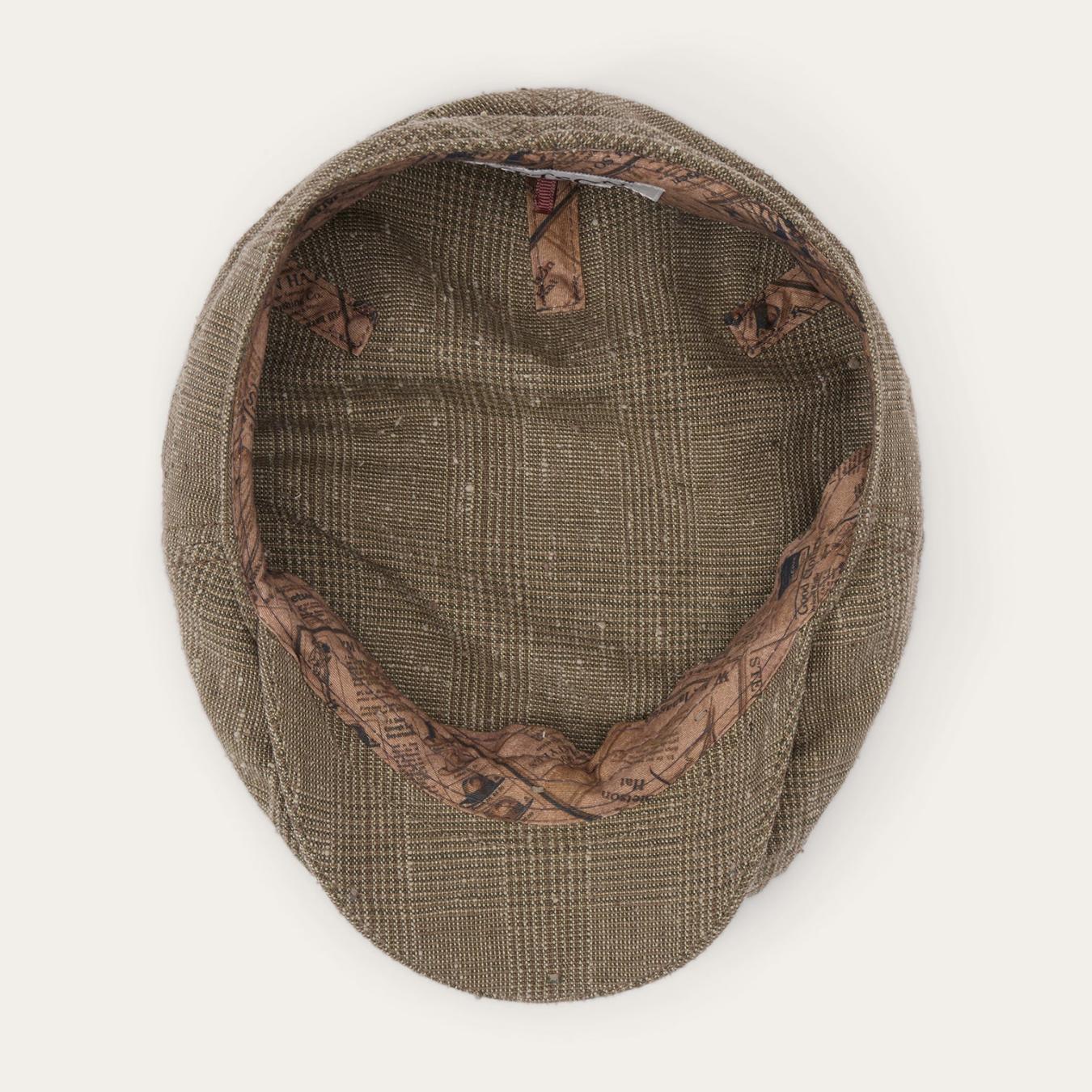 Men/Women Caps &amp; Truckers | Stetson Glen Check Linen/Silk Kent Cap Olive Check