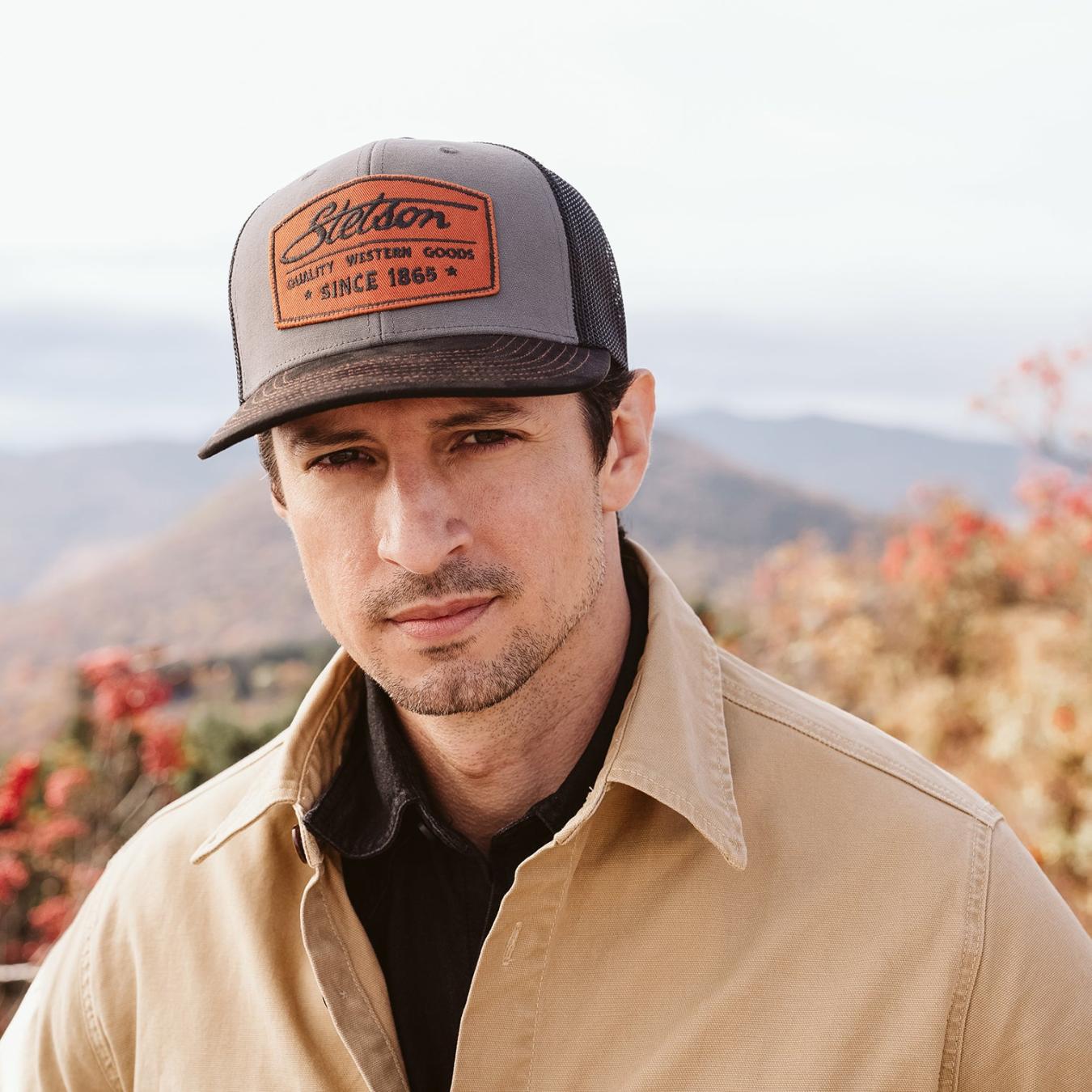 Men/Women Caps &amp; Truckers | Stetson Grey Heritage Script Trucker Cap Grey