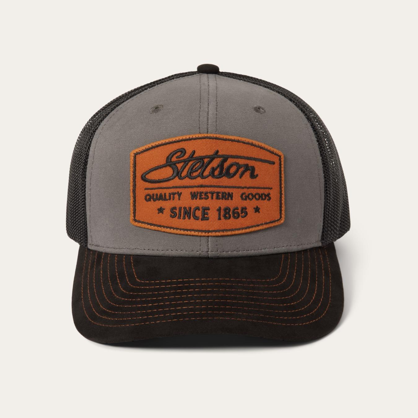 Men/Women Caps &amp; Truckers | Stetson Grey Heritage Script Trucker Cap Grey