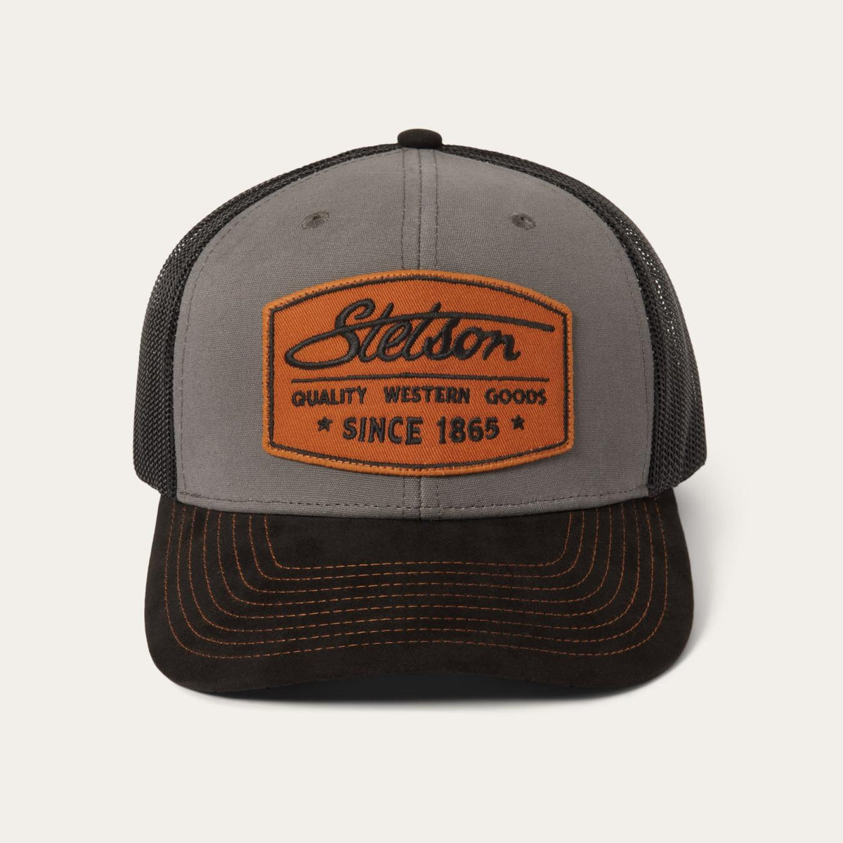 Men/Women Caps &amp; Truckers | Stetson Grey Heritage Script Trucker Cap Grey