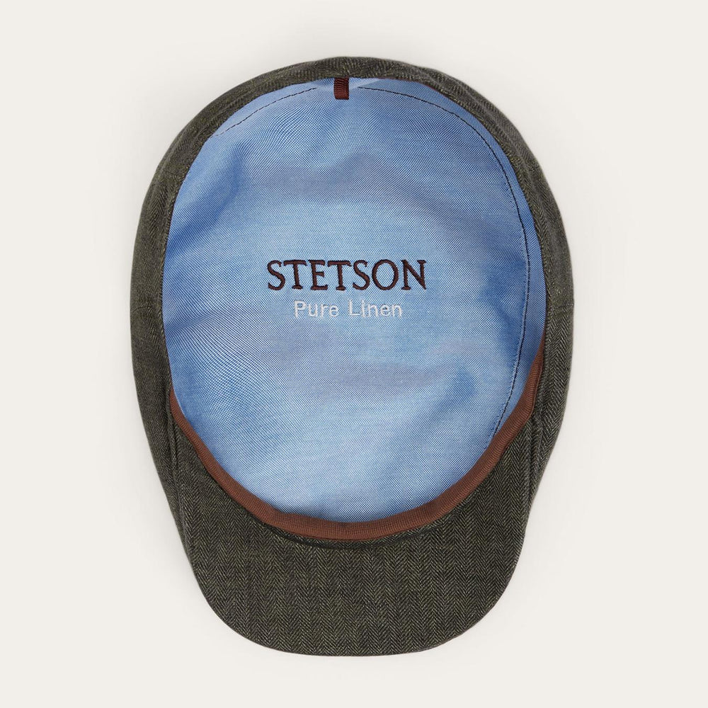 Men/Women Caps &amp; Truckers | Stetson Herringbone Linen Ivy Cap Olive Herringbone