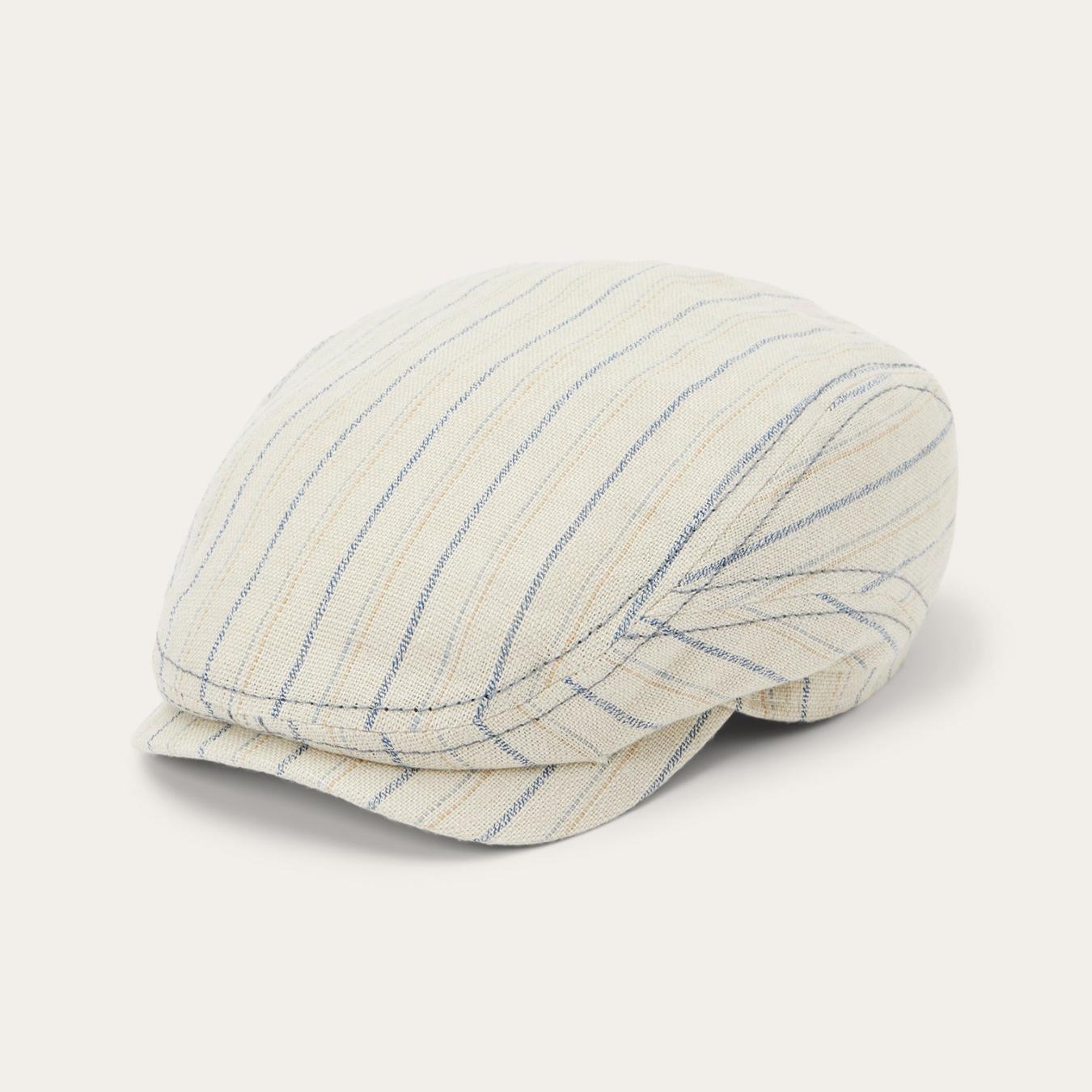 Men/Women Caps &amp; Truckers | Stetson Striped Linen Driver Cap Off White With Stripes