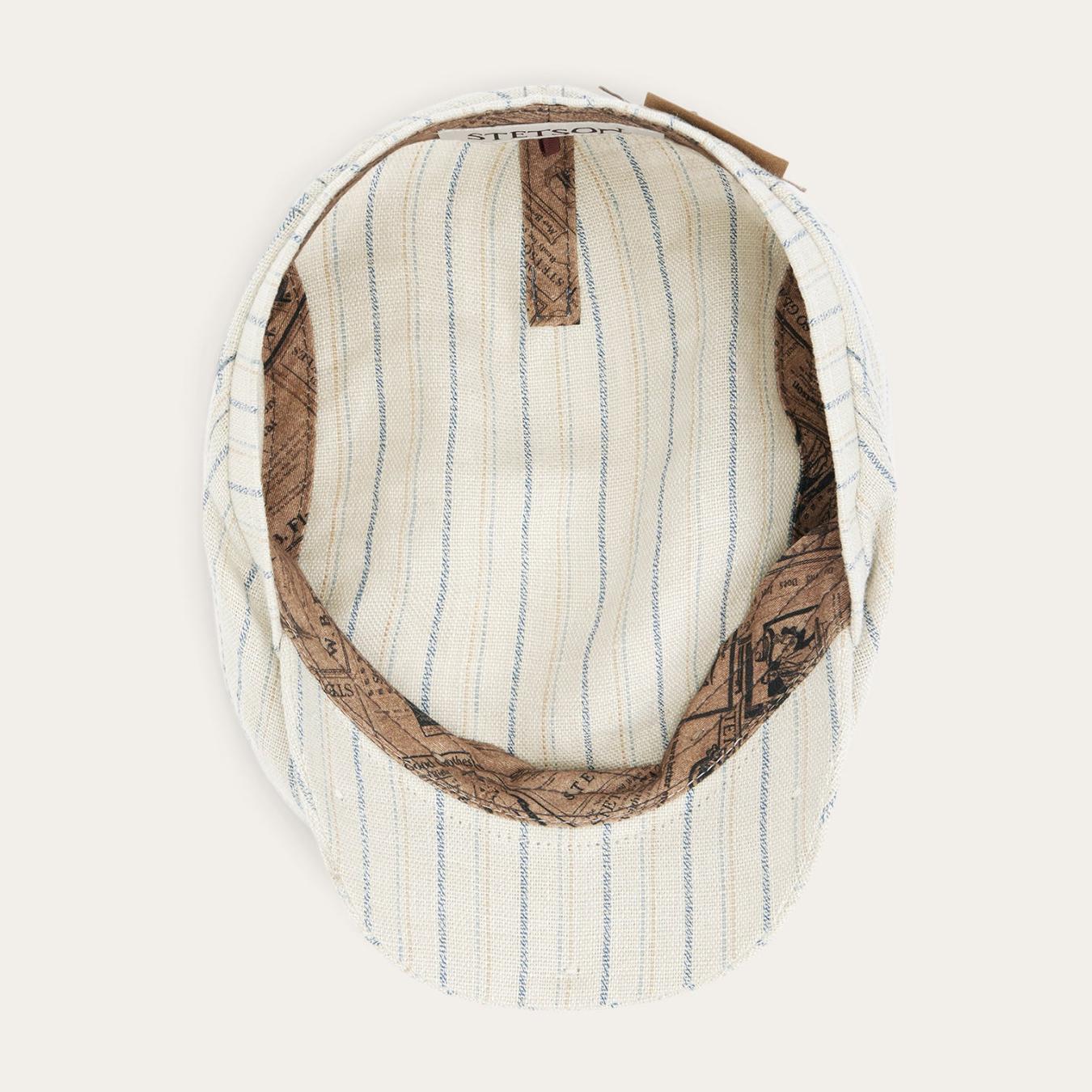 Men/Women Caps &amp; Truckers | Stetson Striped Linen Driver Cap Off White With Stripes