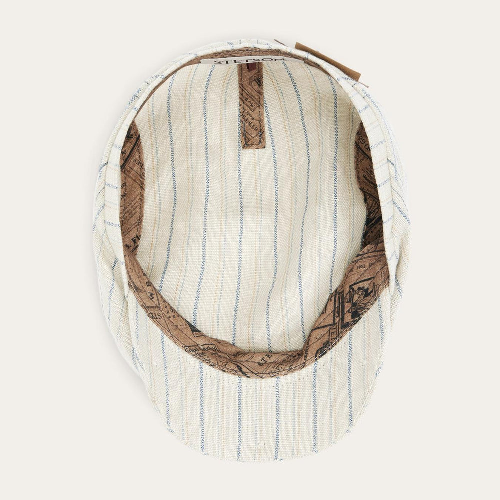 Men/Women Caps &amp; Truckers | Stetson Striped Linen Driver Cap Off White With Stripes