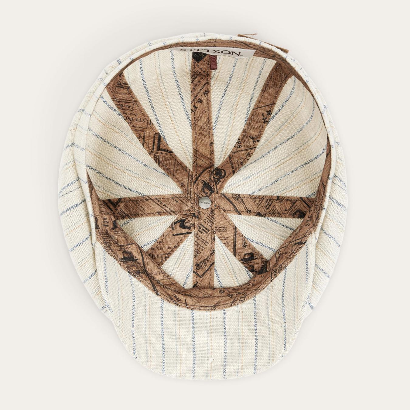 Men/Women Caps &amp; Truckers | Stetson Striped Linen Hatteras Off White With Stripes