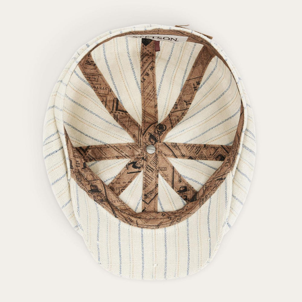 Men/Women Caps &amp; Truckers | Stetson Striped Linen Hatteras Off White With Stripes