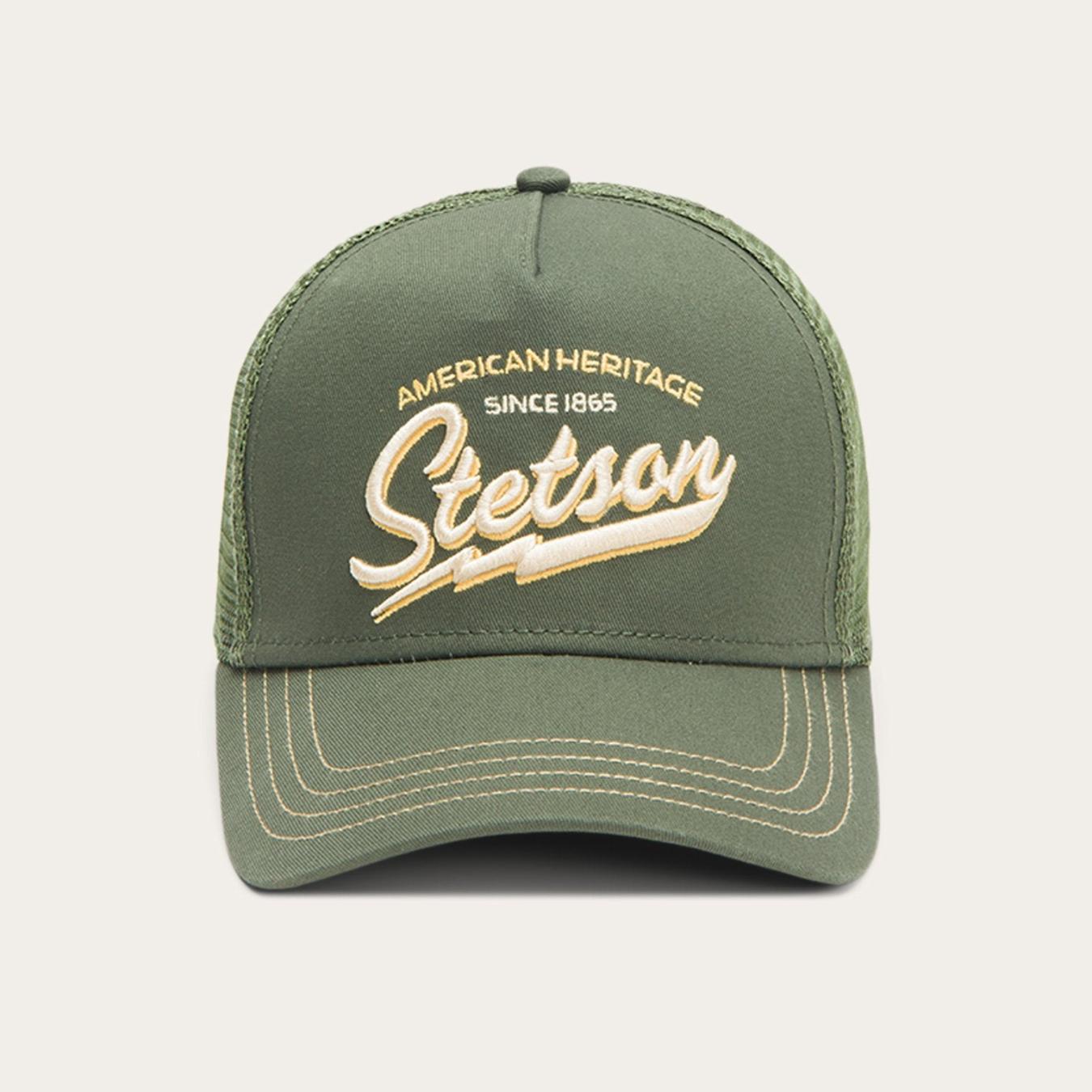 Men/Women Caps &amp; Truckers | Stetson Trucker Cap American Heritage Classic Olive
