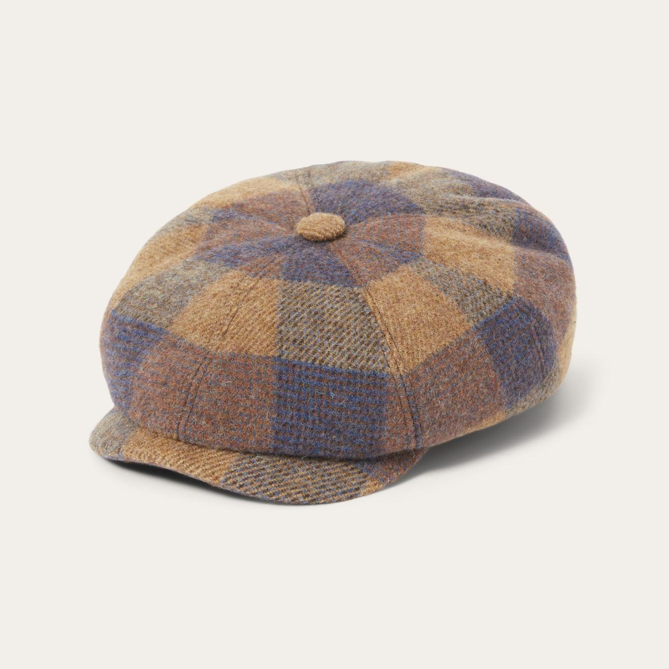 Men/Women Caps &amp; Truckers | Stetson Wool Check Hatteras Cognac/sand/blue