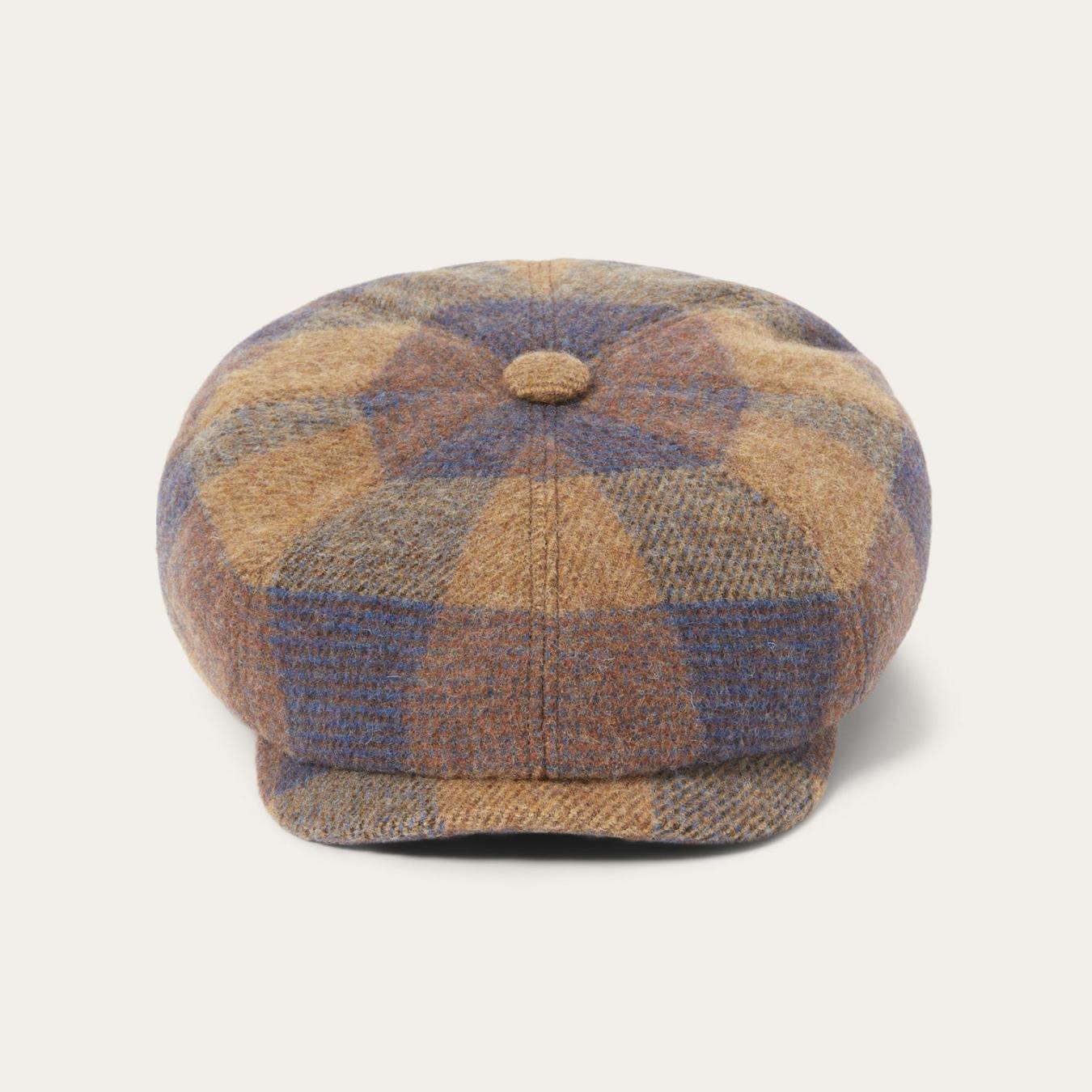 Men/Women Caps &amp; Truckers | Stetson Wool Check Hatteras Cognac/sand/blue