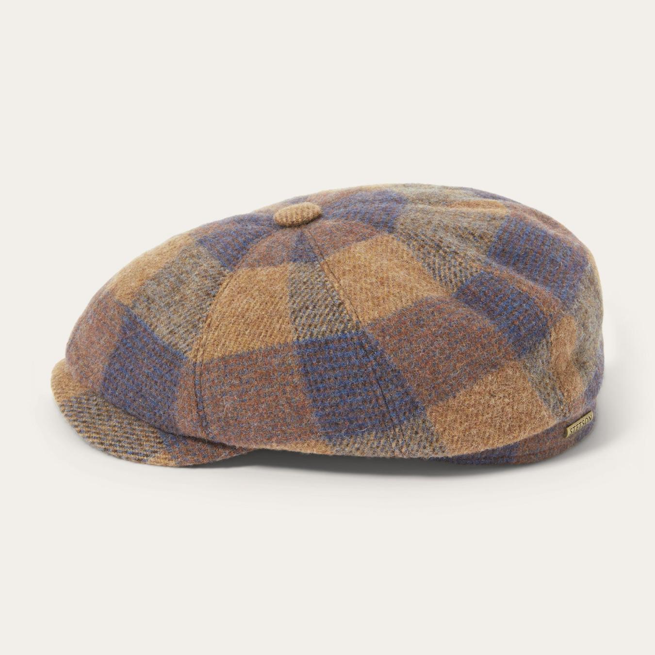 Men/Women Caps &amp; Truckers | Stetson Wool Check Hatteras Cognac/sand/blue