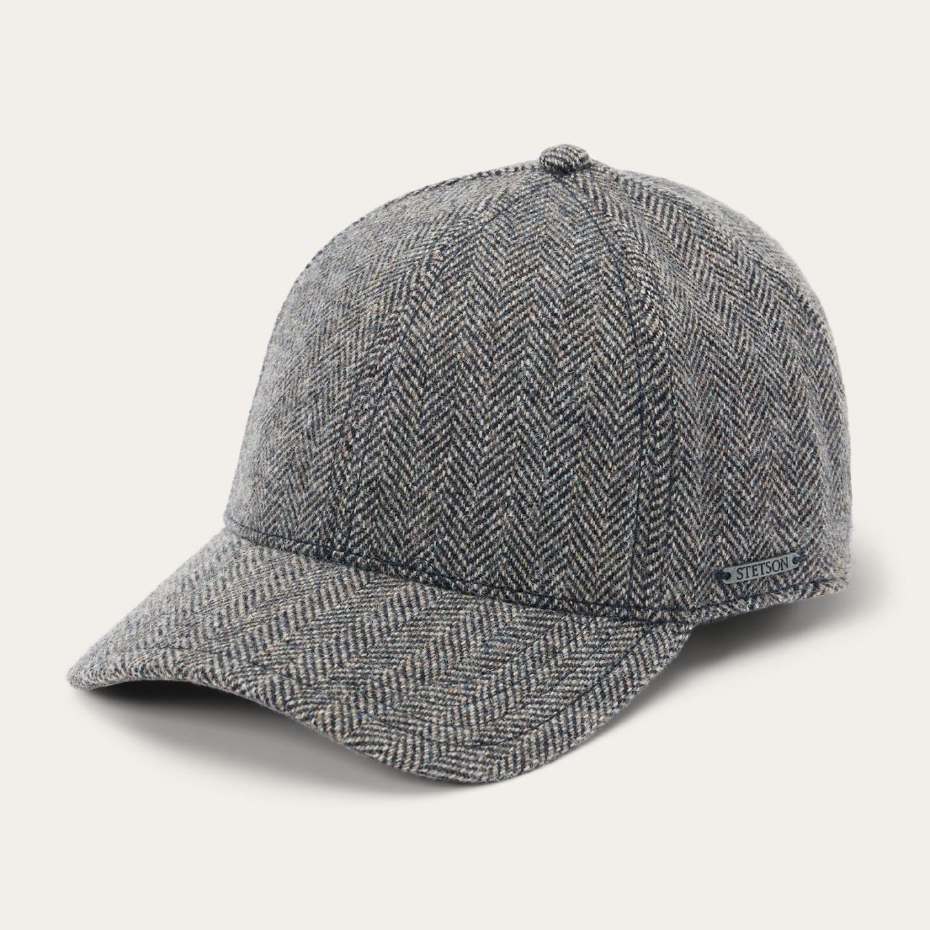 Men/Women Caps &amp; Truckers | Stetson Wool Herringbone Baseball Cap Anthra Melange Herringbone