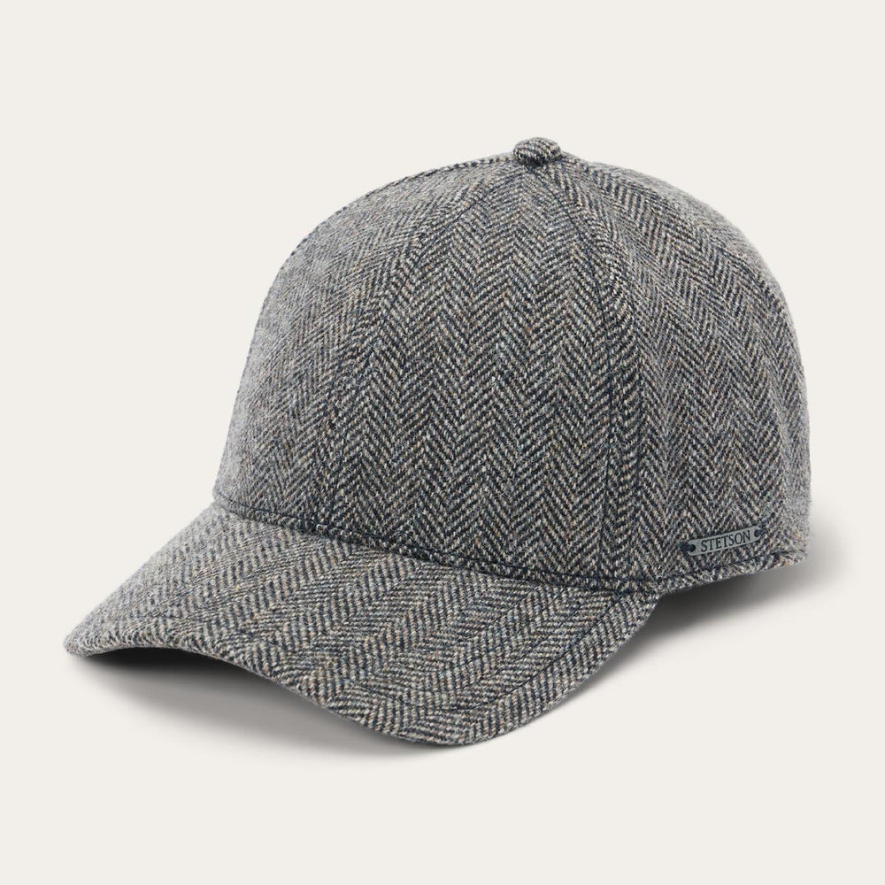 Men/Women Caps &amp; Truckers | Stetson Wool Herringbone Baseball Cap Anthra Melange Herringbone