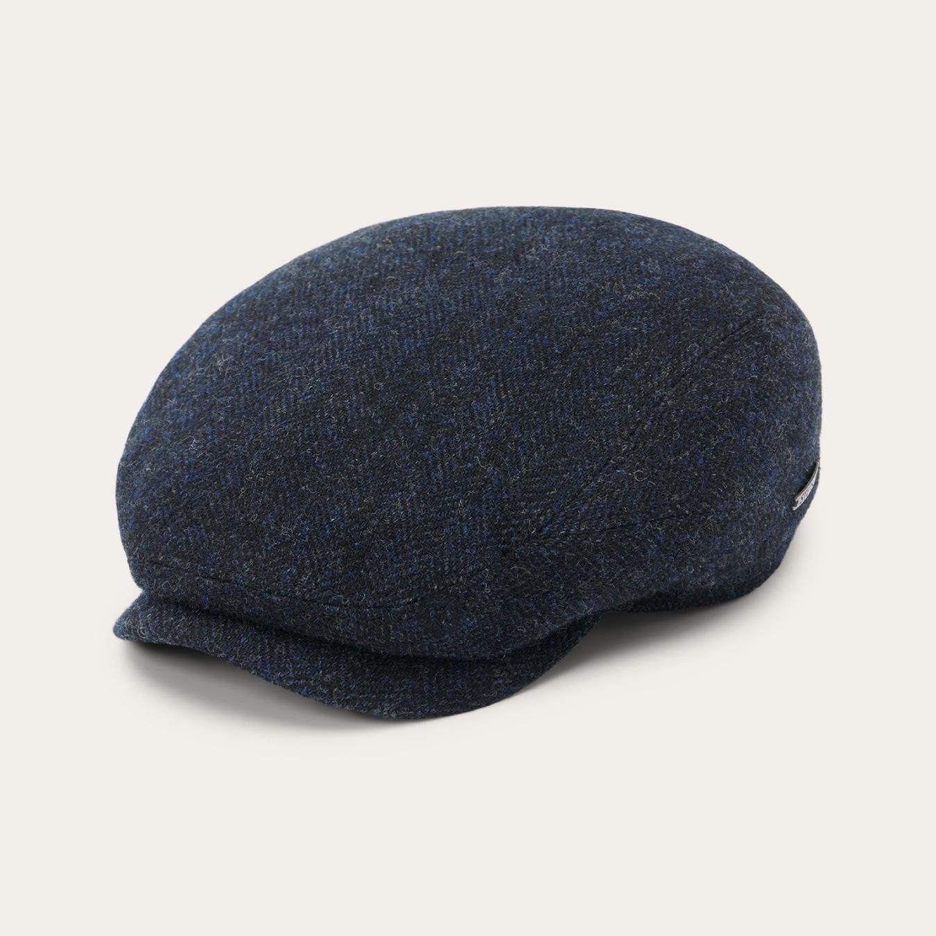 Men/Women Caps &amp; Truckers | Stetson Wool Herringbone Driver Cap Dark Navy Herringbone