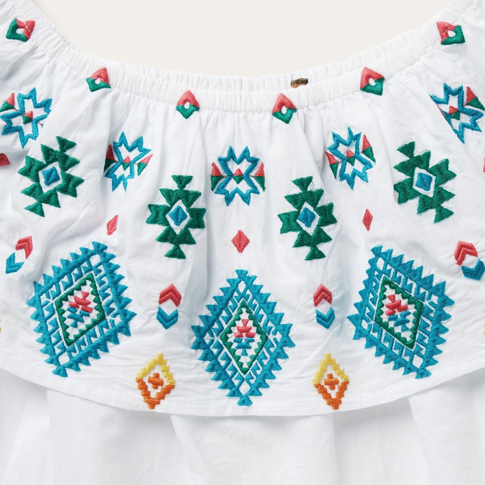 Women Blouses | Stetson Bright Schiffli Embroidered White Cotton Lawn Blouse White