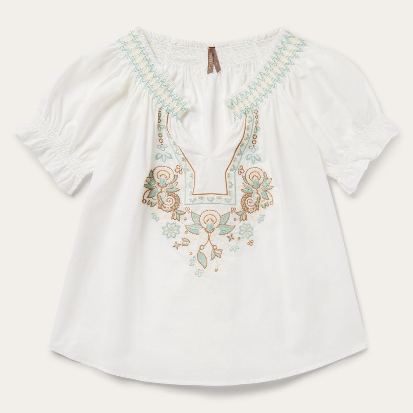 Women Blouses | Stetson Cotton Voile Peasant Blouse White