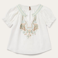 Women Blouses | Stetson Cotton Voile Peasant Blouse White
