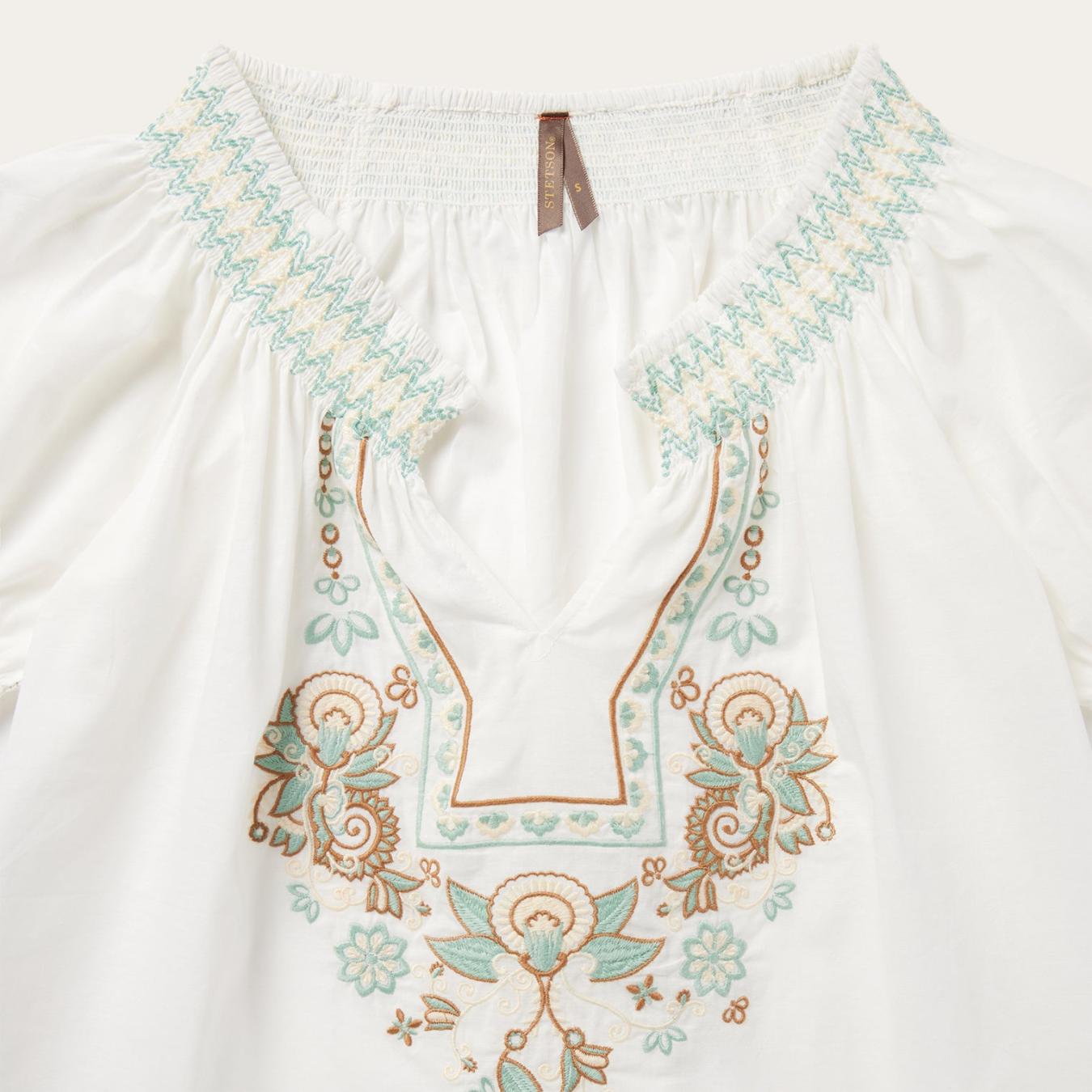 Women Blouses | Stetson Cotton Voile Peasant Blouse White