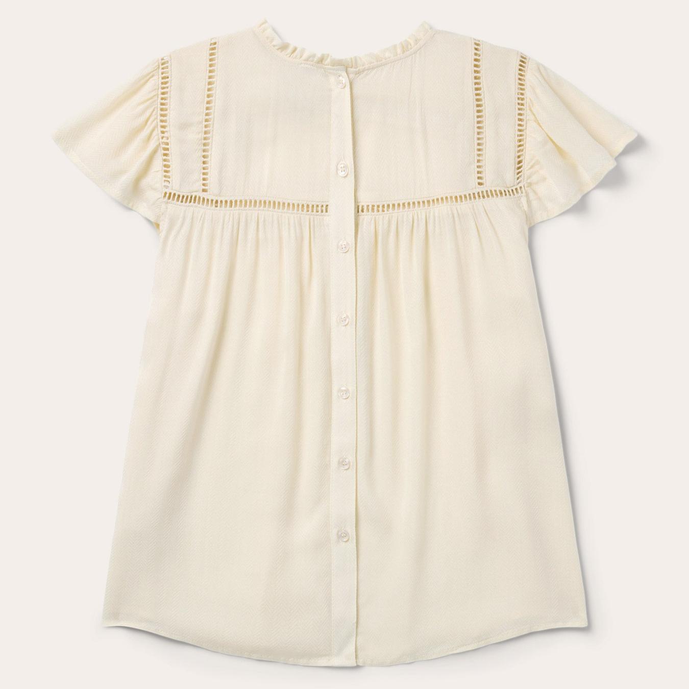 Women Blouses | Stetson Cream Herringbone Blouse White