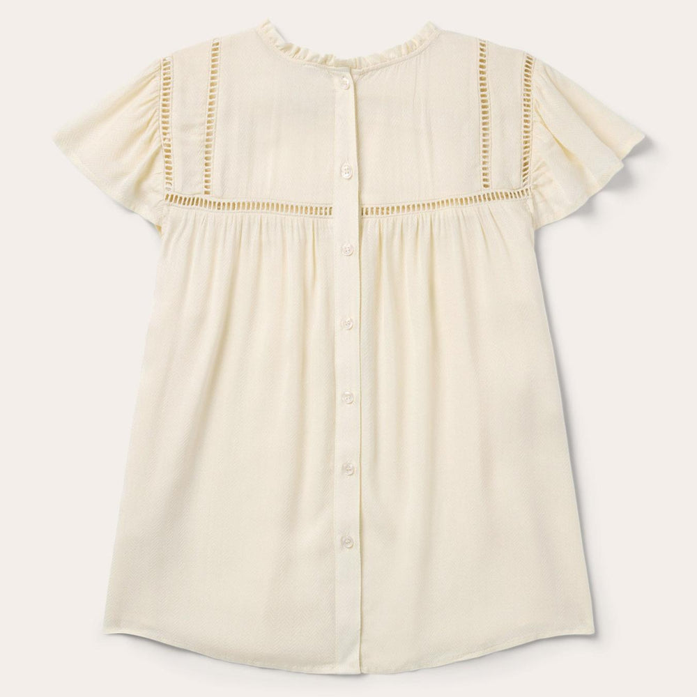 Women Blouses | Stetson Cream Herringbone Blouse White