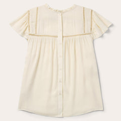 Women Blouses | Stetson Cream Herringbone Blouse White