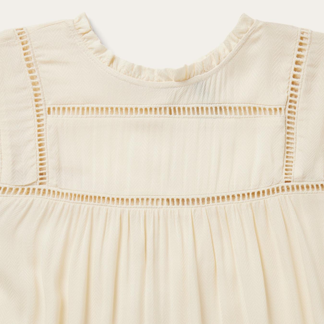 Women Blouses | Stetson Cream Herringbone Blouse White