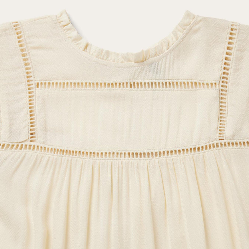 Women Blouses | Stetson Cream Herringbone Blouse White