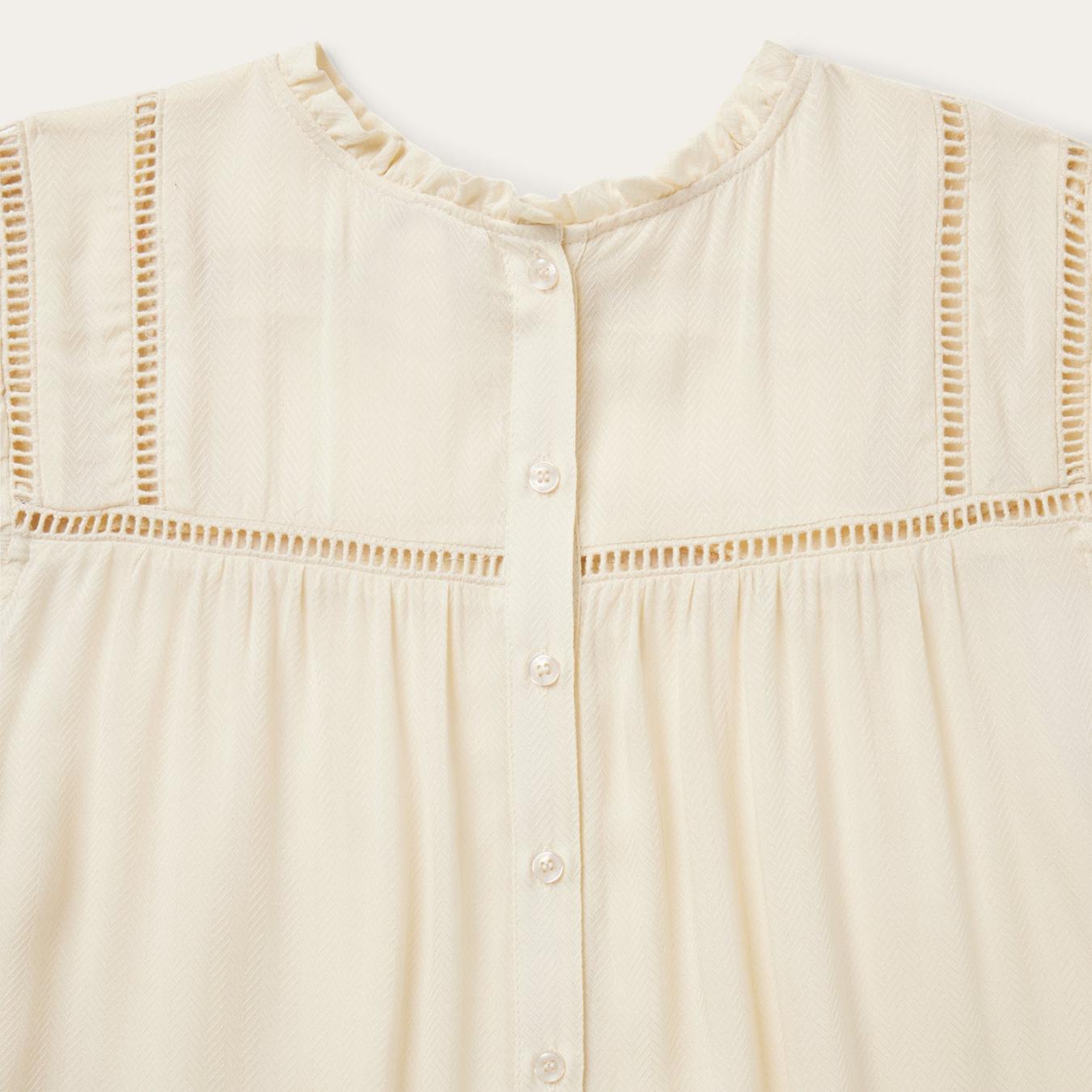 Women Blouses | Stetson Cream Herringbone Blouse White