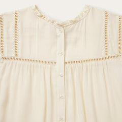 Women Blouses | Stetson Cream Herringbone Blouse White