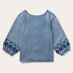 Women Blouses | Stetson Denim Snap Front Blouse Blue
