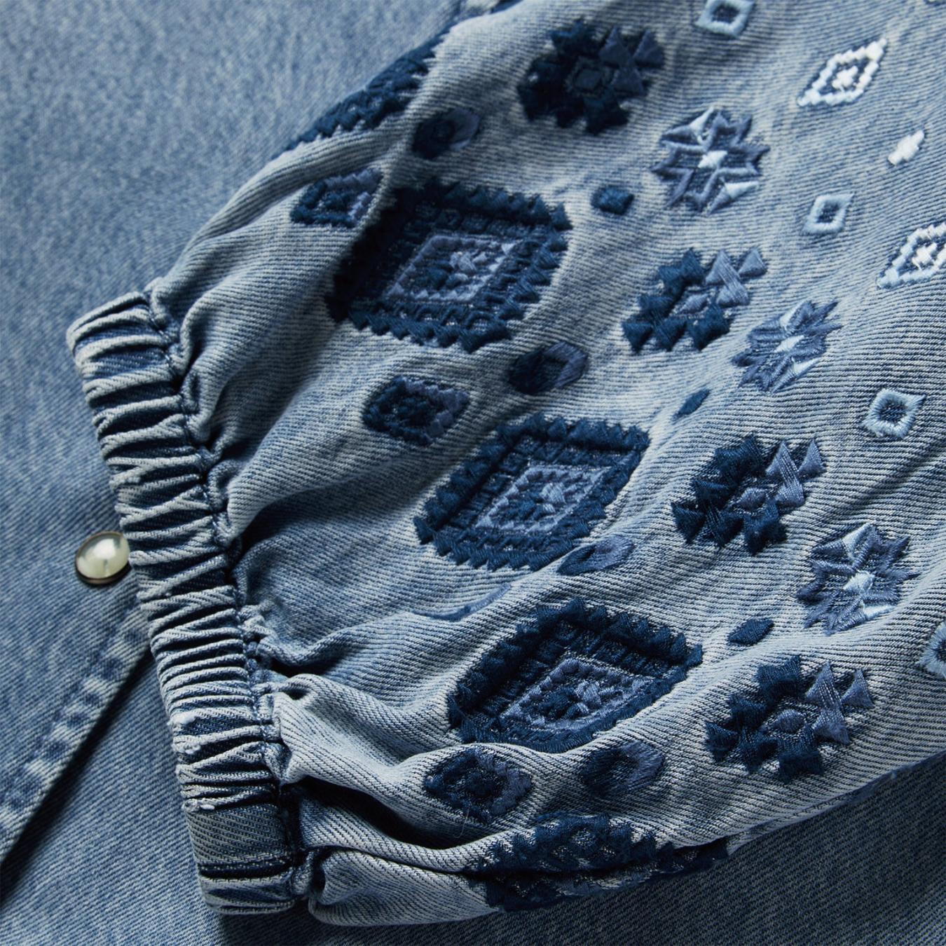 Women Blouses | Stetson Denim Snap Front Blouse Blue